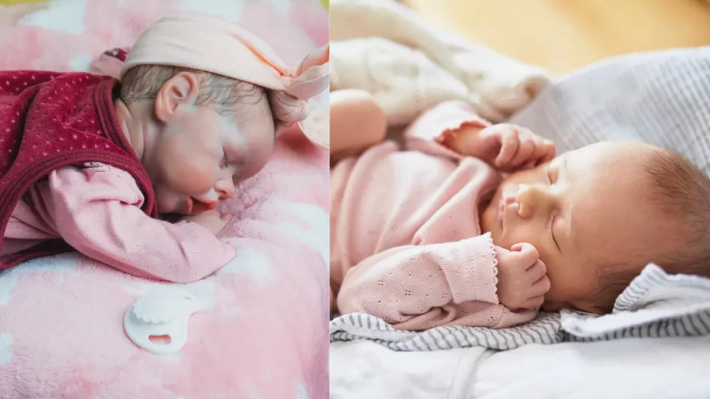 Bebê reborn e bebê real